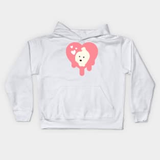 Dog melting heart Kids Hoodie